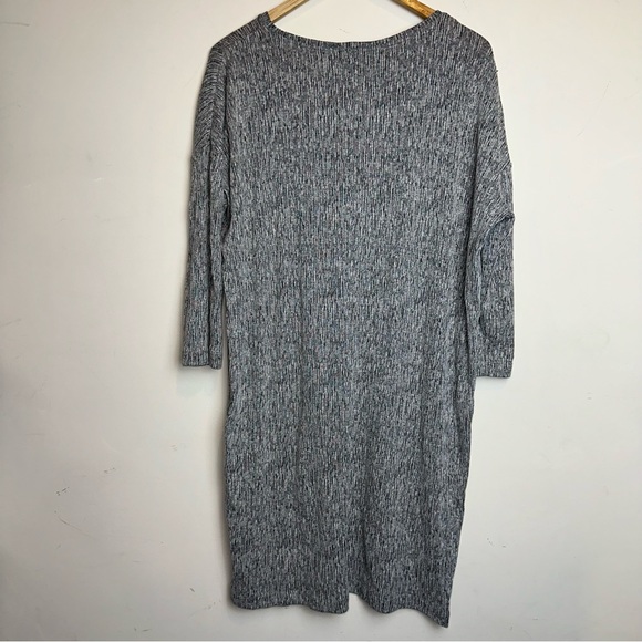 Pure J Jill Dress Medium Mature Gray Textured Linen Blend V Neck Boho Beach Y2K - Picture 2 of 7